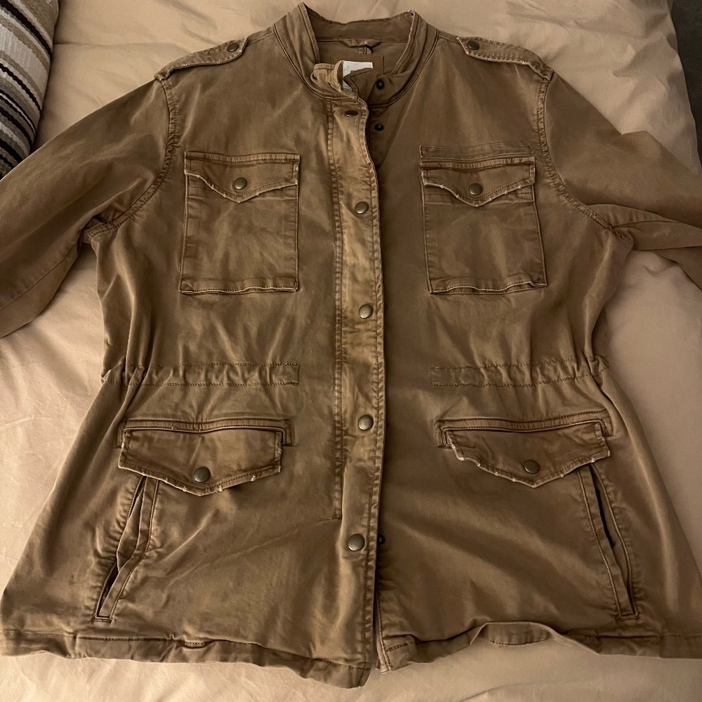 Gap Camel Brown Tan Utility Military Style Cargo Pocket Jacket Coat